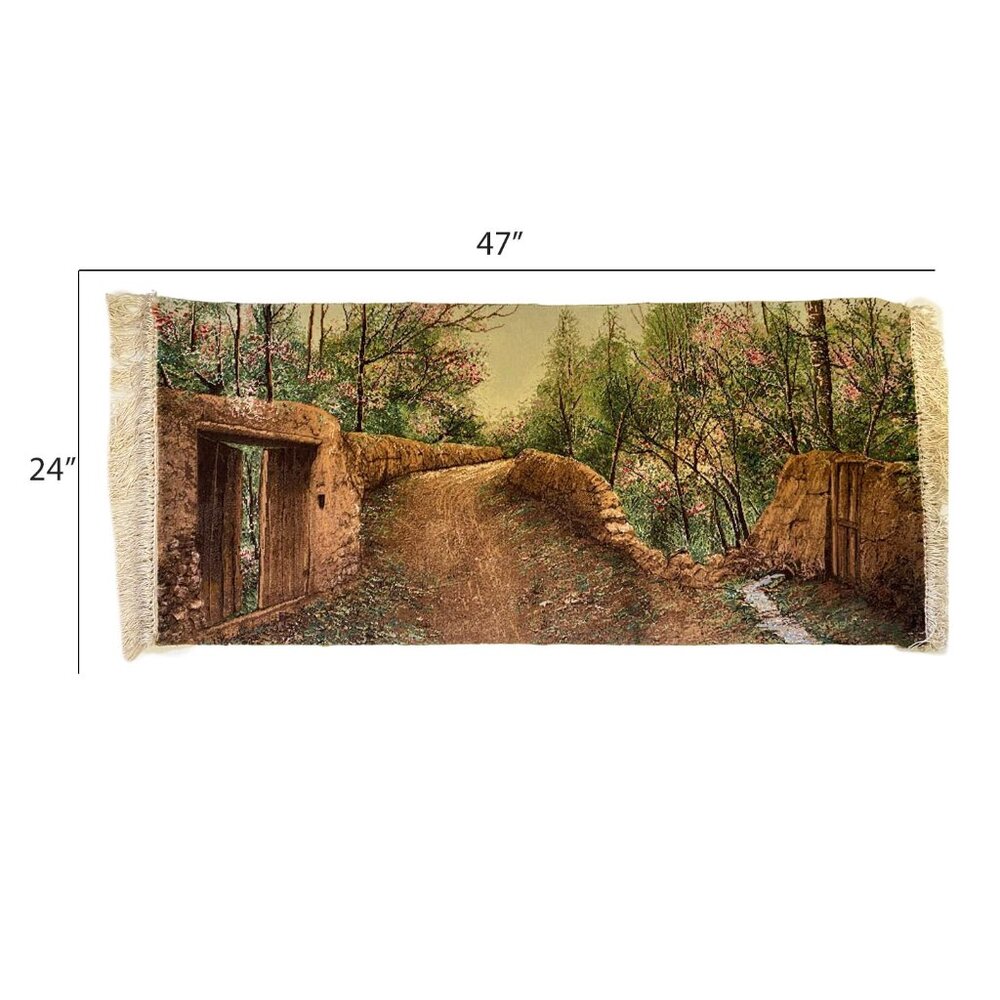 Persian Handmade Tapestry Wall Rug - 30% Silk - 47"x24"